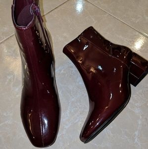 Burgundy Faux patent leather boots